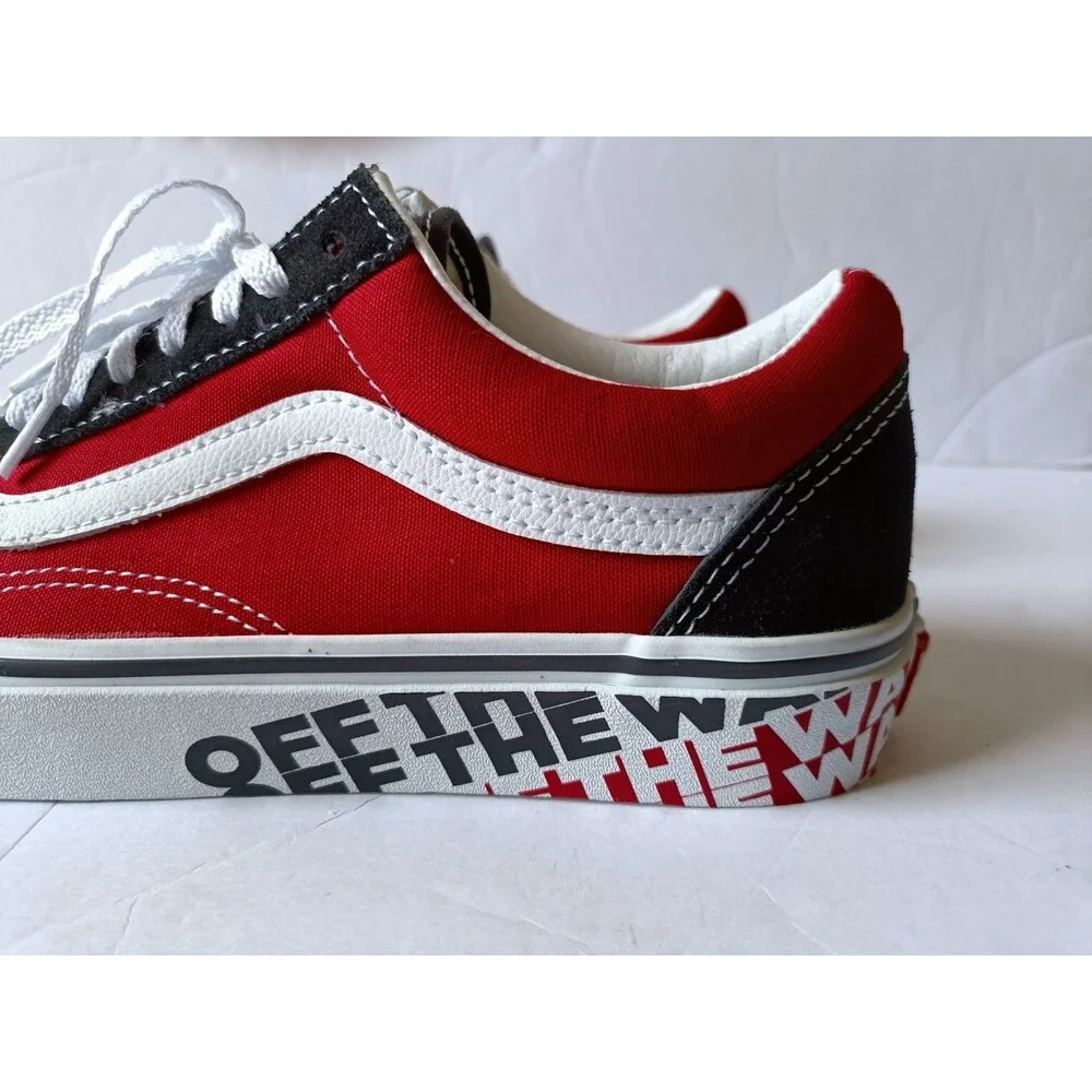 Vans Old Skool Shoes OTW Sidewall Black Red Men's Size 8 Low Top VN0A38G1VRH